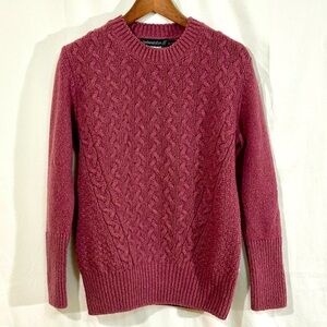 Irelandseye Dublin Wool Cashmere Sweater | Plum Cable Knit | Size L | Ireland